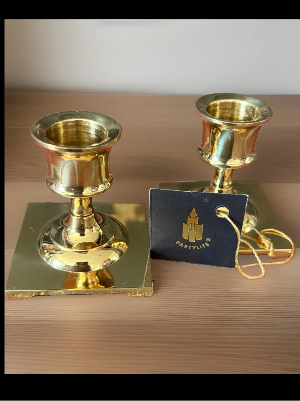 PartyLite Copley Pair Brass Candlestick Polished Gold Traditional Small P0225